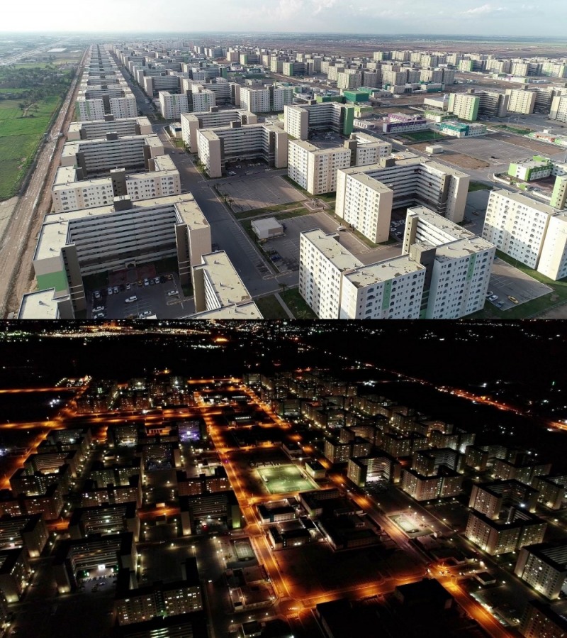 한화건설이 해외에 건설하는 한국형 신도시인 '이라크 비스마야 신도시'의 최근 항공 사진을 공개했다. /사진=한화건설