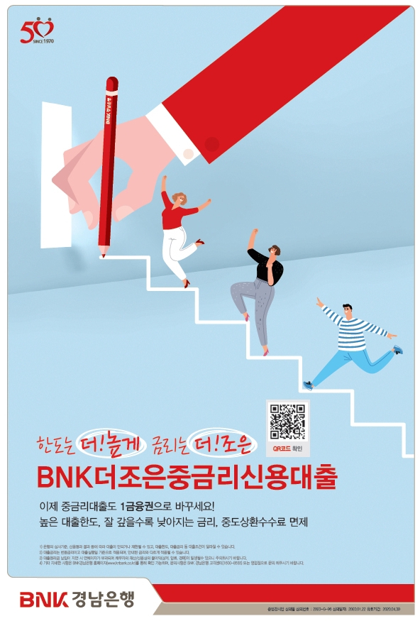 △ BNK경남은행이 ‘BNK더조은중금리신용대출’을 출시했다. /사진=BNK경남은행