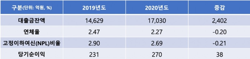 신한저축은행의 2020년 주요 경영 지표. /자료=신한저축은행