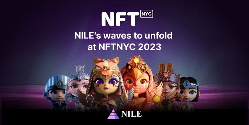 위메이드가 세계 최대 NFT 컨퍼런스 'NFT NYC 2023'에 참가해 DAO&NFT 플랫폼 나일에서 선보인 '네이트 스테이션'을 알린다. / 사진=위메이드 