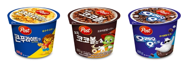 동서식품(대표 김광수)은 시리얼 포스트(Post)의 인기 제품을 컵 타입으로 즐길 수 있는 포스트 컵 시리얼(30g) 3종을 출시했다고 24일 밝혔다. /사진=동서식품