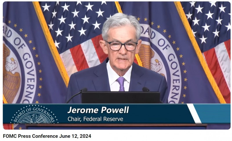 제롬 파월 미국 연준(Fed) 의장 기자회견(2024.06.12) / 사진출처= Federal Reserve 유튜브 채널 갈무리