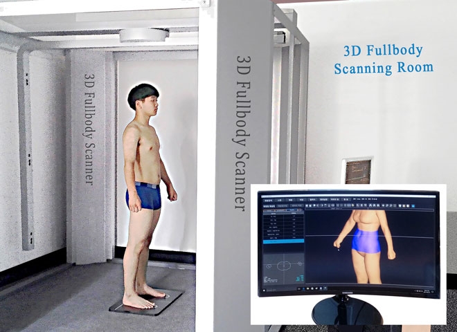 ▲사진:자체개발로 상용화에 성공한 3차원 인체측정 시스템(3D Fullbody Scanning System)/포인트랩 제공 