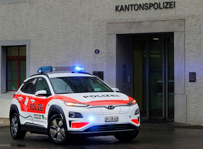 코나EV, 스위스 경찰차에 선정..."낮은 유지비가 매력"