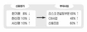 신용평가 매출은 줄고, 부대사업 매출은 늘고