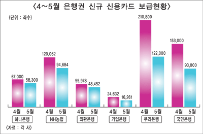 은행권 신용카드 발급 ‘급감’