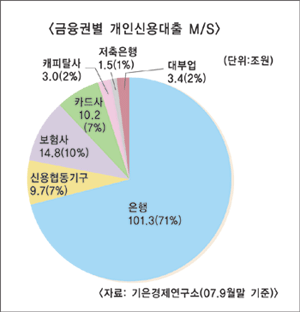 개인 신용대출시장 과열 양상