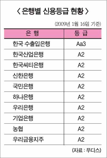 무디스, 국내은행 신용등급 하향조정 검토