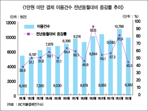 1만원 미만 소액카드결제 급증