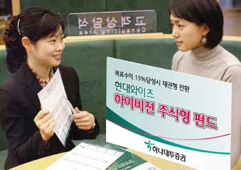 하나대투證 ‘현대와이즈하이비젼주식펀드’ 목표수익 달성