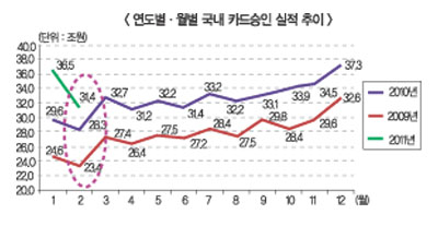 카드 신용판매 증가세 주춤 ‘왜’
