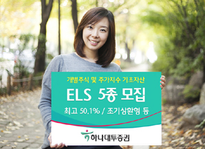 하나대투證 최고 연 16.7% 등, ELS 5종 모집