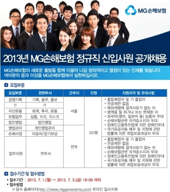 MG손해보험, 첫 ‘신입사원’ 공개채용