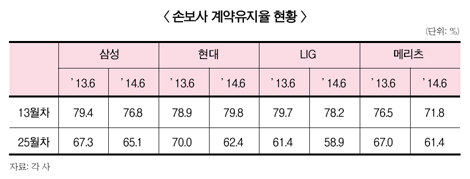 손보사, 계약유지율 관리 힘 빠졌나