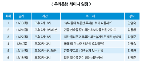 우리은행, 재테크 무료 세미나 개최