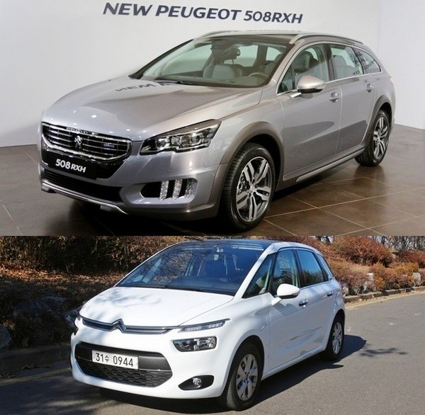 (위부터)푸조 신형 508RXH와 시트로엥 C4 피카소. 정수남 기자