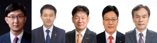 △BNK금융지주 그룹임원후보추천위원회가 내정한 신임 대표이사 후보들. 왼쪽부터 안효준 BNK투자증권 대표, 김일수 BNK캐피탈 대표, 김승모 BNK저축은행 대표, 성명환 BNK신용정보 후보, 이영우 BNK시스템 후보./사진제공=BNK금융지주