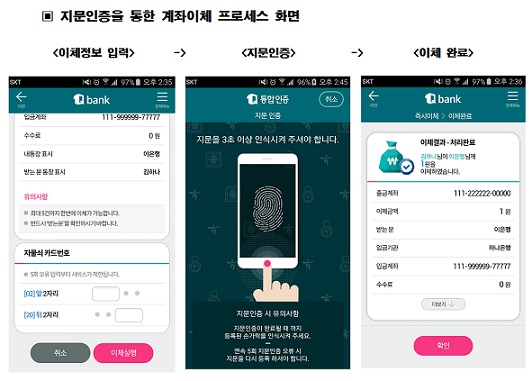 KEB하나은행, 공인인증서 없이 지문인증으로 스마트폰 계좌이체