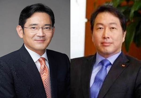 이재용 부회장(왼쪽)과 최태원 회장