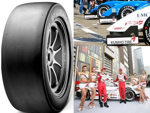 (왼쪽부터 시계방향)금호타이어 엑스타 S700과 마스터스 F3대회에서 금호타이어를 장착한 머신과 엑스타 레이싱팀 출범 장면.