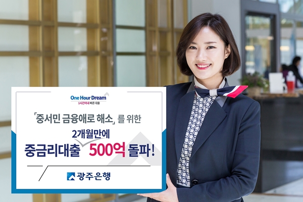 광주은행 중금리대출 500억 돌파 안내