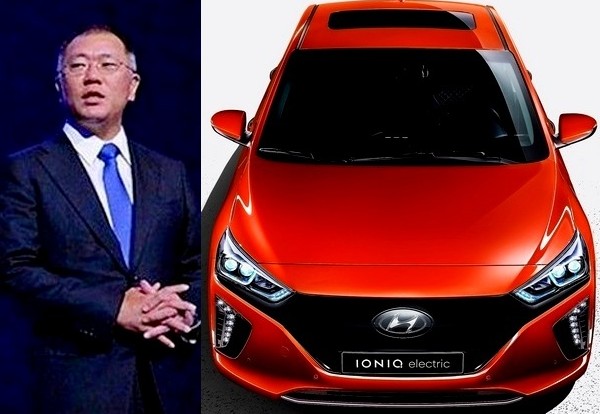 정의선 부회장과 현대차가 이르면 올 상반기 선보일 아이오닉 전기차. 현대차 제공