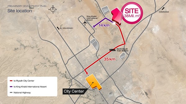 사우디 다흐야 알푸르산 신도시 위치도./제공=대우건설