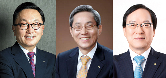 (왼쪽부터)박현주 미래에셋 회장/윤종규 KB금융지주 회장/김용환 NH농협금융지주 회장