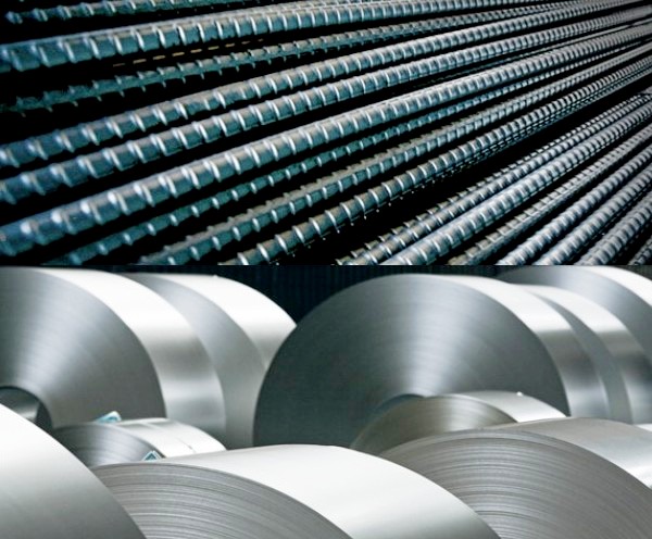 동국제강이 생산한 (위부터)봉강과 냉연강판.