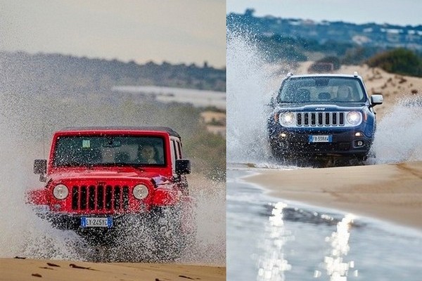 (왼쪽부터)지프 랭글러와 레니게이드.