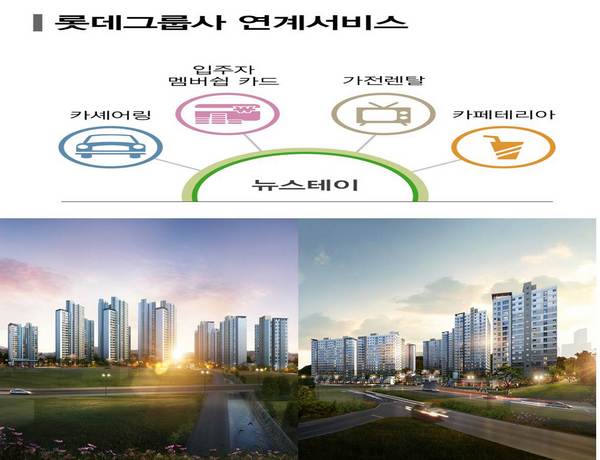 롯데그룹사 연계서비스, 신동탄 롯데캐슬 투시도(아래 왼쪽)와 동탄2 롯데캐슬 투시도(아래 오른쪽)./제공=롯데건설