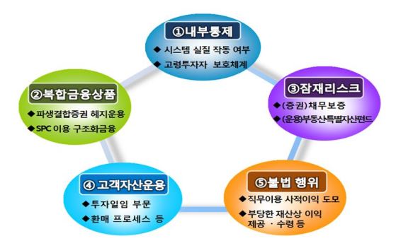 금융투자회사 중점검사사항(제공=금융감독원)