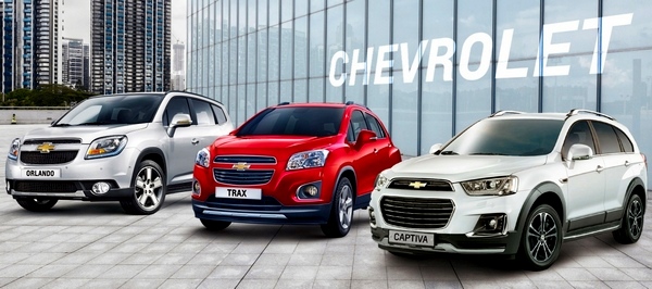 쉐보레 RV 3총사 (왼쪽부터)올란도, 트랙스, 캡티바.