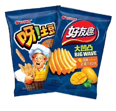 오리온이 중국에 출시한 망고맛 오!감자.