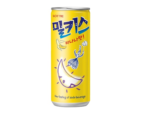롯데칠성음료가 '밀키스'에 달콤한 바나나 과즙을 함유한 신제품 '밀키스 바나나맛' 250ml 캔을 선보였다. 롯데칠성음료 제공