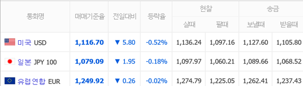 원·달러 환율 등락 거듭, 달러당 1117.2원 마감