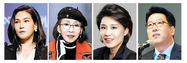 (왼쪽부터) 이서현 삼성물산 패션부문 사장, 박성경 이랜그룹 부회장, 정유경 신세계 백화점 부문 총괄사장, 정지선 현대백화점그룹 회장.