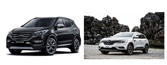 왼쪽부터 지난 7월 출시된 2017년형 싼타페와 지난 2일 출시된 QM6