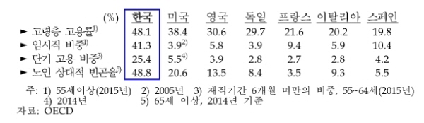 출처= 한국은행 '주요 선진국의 고령층 고용현황 비교 및 시사점'