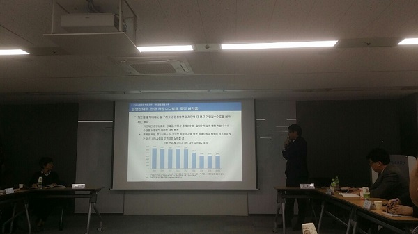 △윤종문 여신금융연구소 선임연구원이 '국내 카드시장의 현황과 전망'을 발표하고 있다.