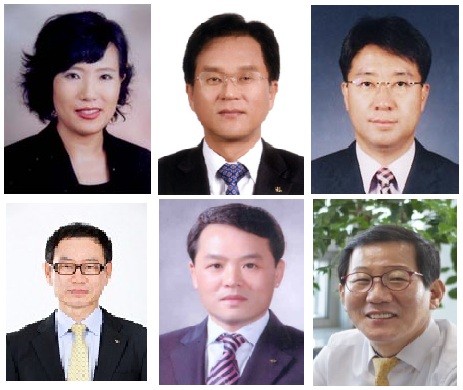 △ 윗줄 왼쪽부터 시계방향으로 박정림 KB금융지주 부사장(WM총괄), 전귀상 KB금융지주 부사장(CIB총괄), 이동철 KB금융지주 부사장(전략총괄CSO), 이용덕 KB국민은행 부행장(여신그룹), 오평섭 KB국민은행 부행장(고객전략그룹), 허정수 KB국민은행 부행장(경영기획그룹) / 사진제공= KB금융