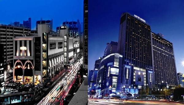 (왼쪽)뉴코아 강남점과 롯데호텔.