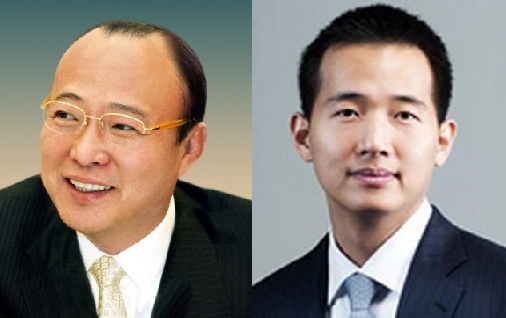 (좌측부터) 김승연 한화그룹 회장, 김동관 한화큐셀 전무