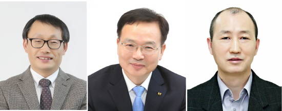 (왼쪽부터) 구현모 경영지원총괄, 맹수호 정책협력(CR)부문장, 오성목 네트워크부문장. 