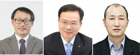 (왼쪽부터) 구현모 경영지원총괄, 맹수호 정책협력(CR)부문장, 오성목 네트워크부문장.