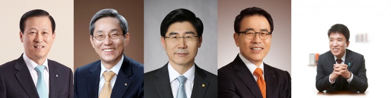 △김도진 기업은행장, 윤종규 KB은행장, 이광구 우리은행장, 조용병 신한은행장, 함영주 KEB하나은행장(이상 가나다 순)