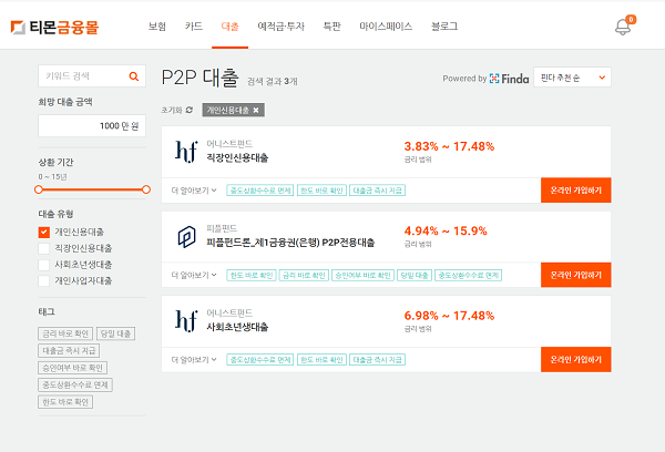 핀다, 티켓몬스터와 '티몬금융몰' 런칭