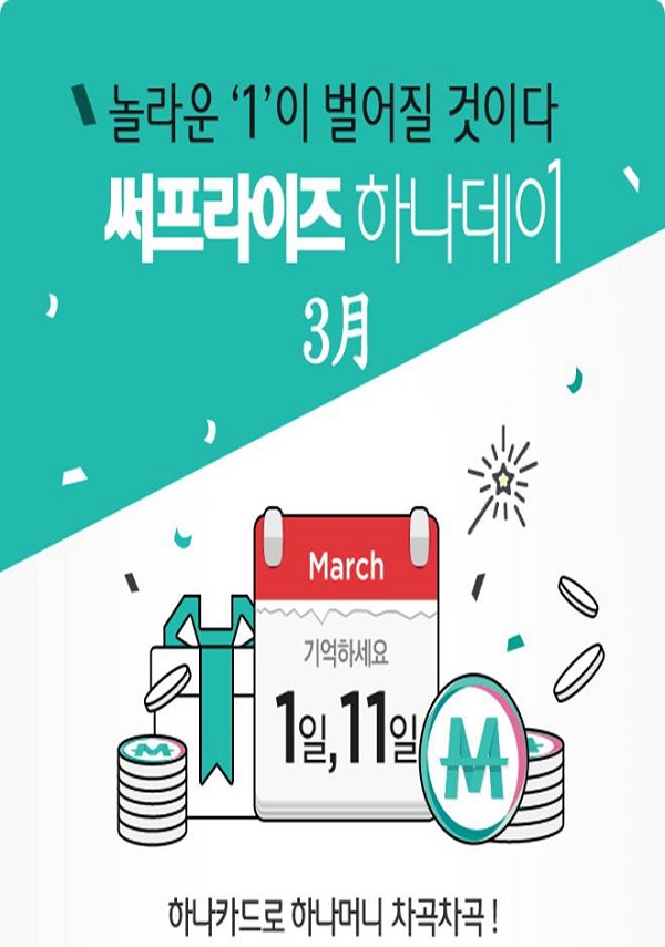 하나카드, 3월 1일·11일 하나머니 적립 이벤트
