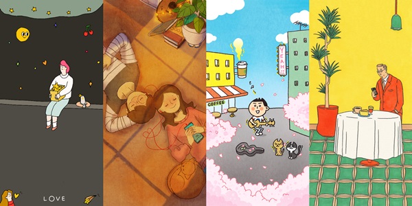 4명의 인기 일러스트 작가들의 각자의 개성을 담아 LG ‘G6’와 함께하는 특별한 순간들을 감각적인 일러스트로 표현했다.