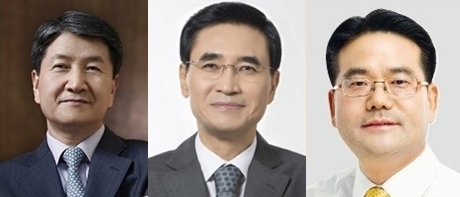 △왼쪽부터 김창수 삼성생명 사장, 안민수 삼성화재 사장, 하만덕 미래에셋생명 부회장